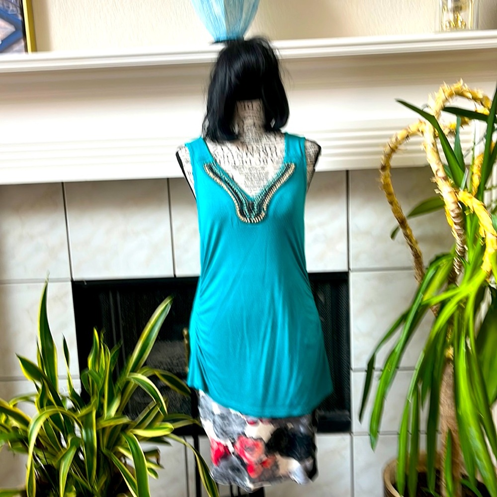 BCX Teal Embellished Women's Top